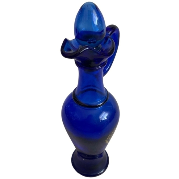 Vintage Bath Oil AVON Skin-So-Soft Bath Oil Cobalt Blue Glass Decanter Bottle - Picture 3 of 4